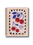 Recipe journal with cherry design on a black background