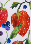Fabric with strawberries and blueberries pattern