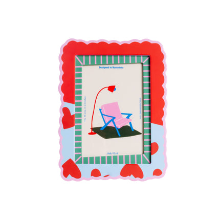 Decorative picture frame with colorful design on a white background