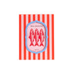Photo frame with red and pink striped design featuring sardine illustration on a white background