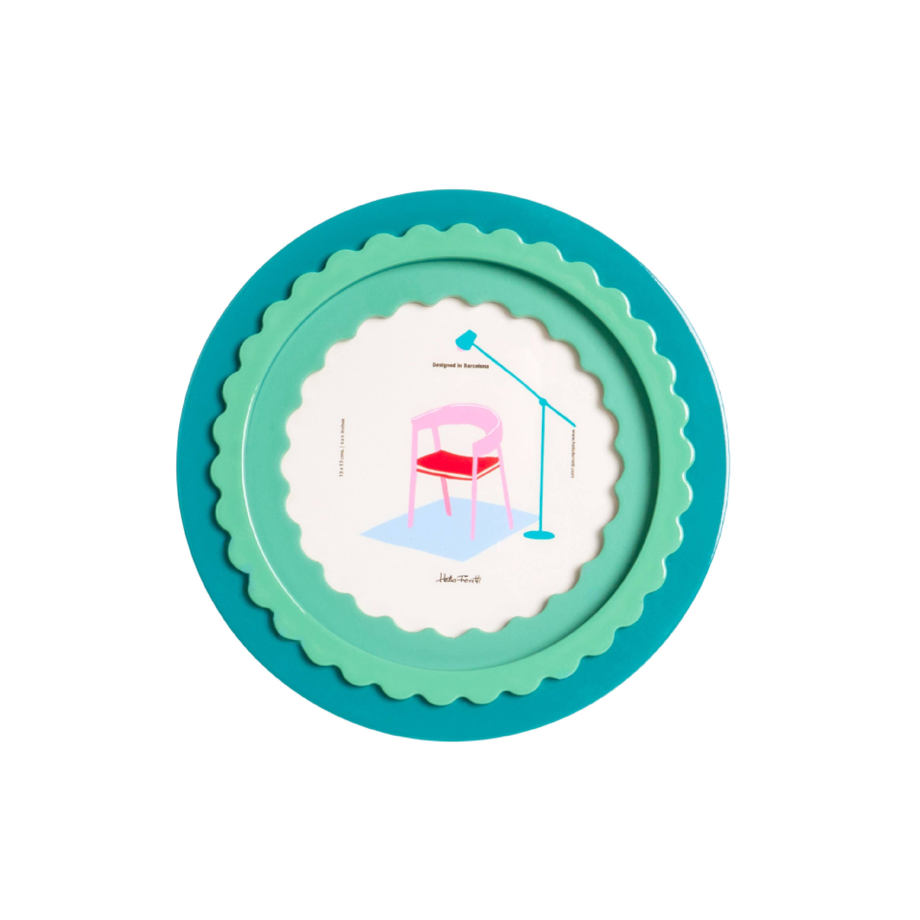 Green frilled photo frame on a white background
