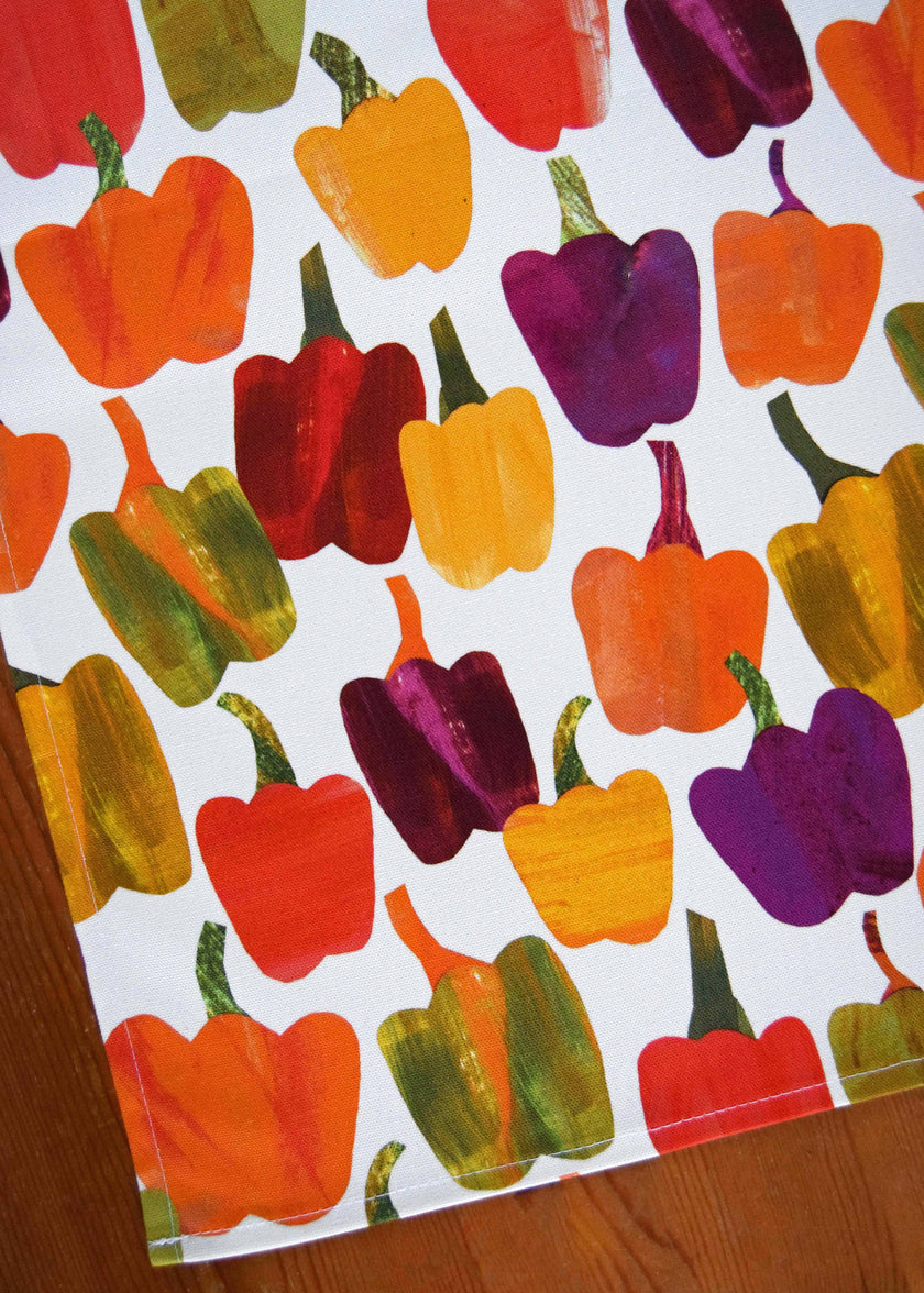 Colorful bell pepper pattern on a white background