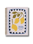 Recipe journal with lemon design on a white background