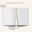 Garden Bed Planner book with grid pages on a white background